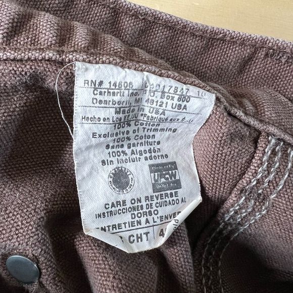 VTG Carhartt Double Knee Dungaree Pants 40X32 - Picture 7 of 8